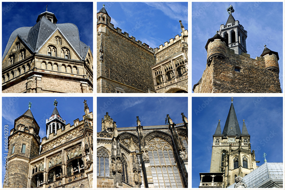 Poster Impressionen von AACHEN ( Rathaus und Dom )