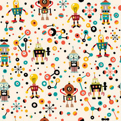 cute robots seamless pattern