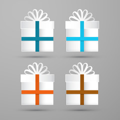 Gift Boxes. Made From Paper. Vector Illustration.