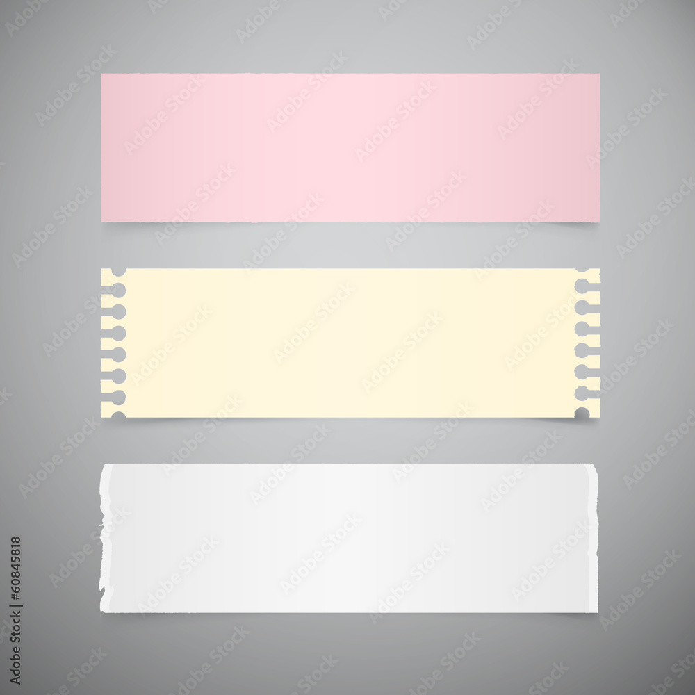 Poster empty retro note papers set isolated on grey background