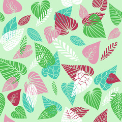 Vector seamless leaf background.