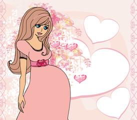 beautiful pregnant woman, baby shower card