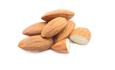 Almonds with kernels. Use it for a health concept.