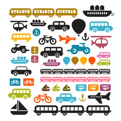 Fototapeta premium Vector Transportation Icons Isolated on White Background
