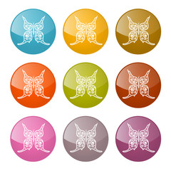 Vector Butterflies Icons Colorful Set