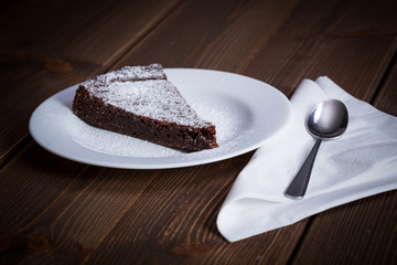 Chocolate Cake Slice on white dish