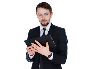 businessman working on tablet