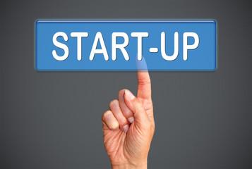 Start-up button with hand