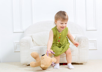 cute happy little girl  at home