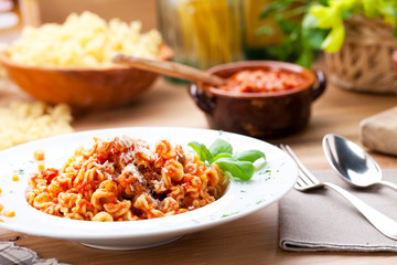 Pasta and tomato sauce