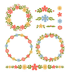 Vintage vector set of floral design elements