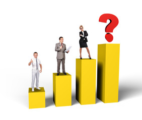 businesspeople standing on chart