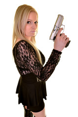 beautiful sexy girl holding gun