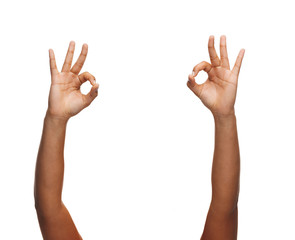 woman hands showing ok sign