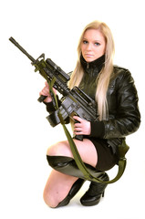 beautiful sexy girl holding gun