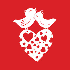 Lover Birds On Heart