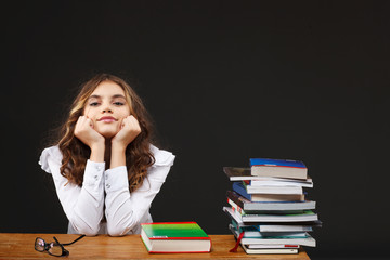 School girl with books