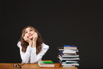 School girl with books