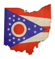 Grunge state of Ohio flag map