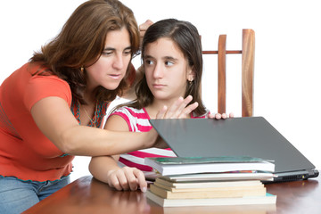 Mother checks her daughter internet activity