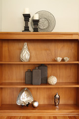 Wonderfully decorated wood shelf