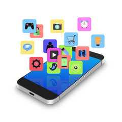 Touch screen mobile phone with colorful application icons,cell p