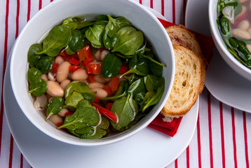 Beans Soup with Spinach and Grilled Pepper