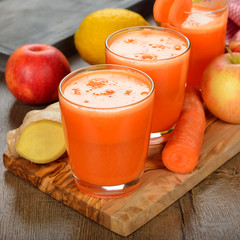 Fresh apple and carrot juice