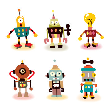 cute robots set