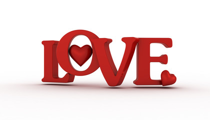 Red heart on white background