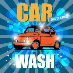 Retro car wash sign, vector illustration
