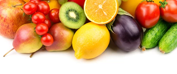 Zelfklevend Fotobehang fruits and vegetables isolated on white background © alinamd