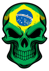 brazil flag painted on skull