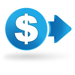 dollar sur symbole web bleu