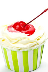 Close up  cup cake on white background