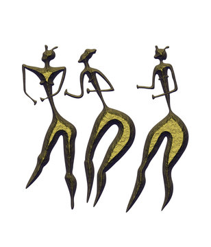 three women - primitive art