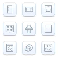 Home appliances web icons, square buttons