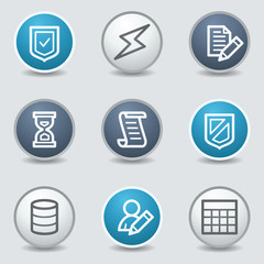 Database web icons, circle blue buttons