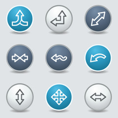 Arrows web icons, circle blue buttons