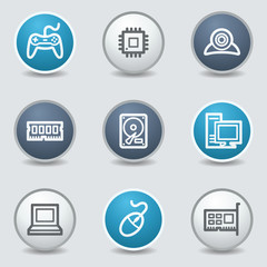 Computer web icons, circle blue buttons