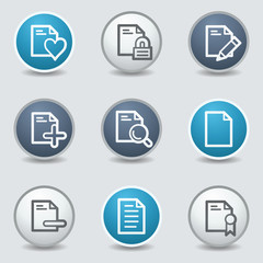 Document web icons, circle blue buttons