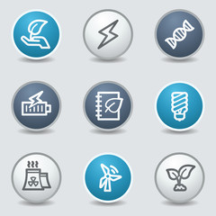 Ecology web icons, circle blue buttons
