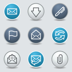 E-mail web icons, circle blue buttons