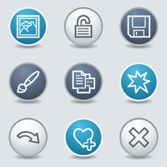 Image viewer web icons, circle blue buttons