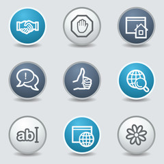 Internet web icons, circle blue buttons