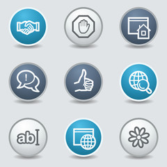 Internet web icons, circle blue buttons
