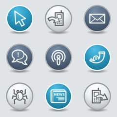 Internet web icons, circle blue buttons