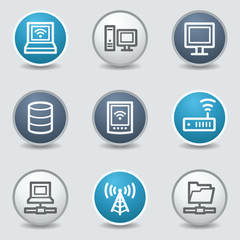 Network web icons, circle blue buttons