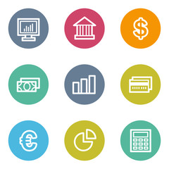 Finance web icons set 1, color circle buttons