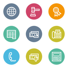 Finance web icons set 2, color circle buttons